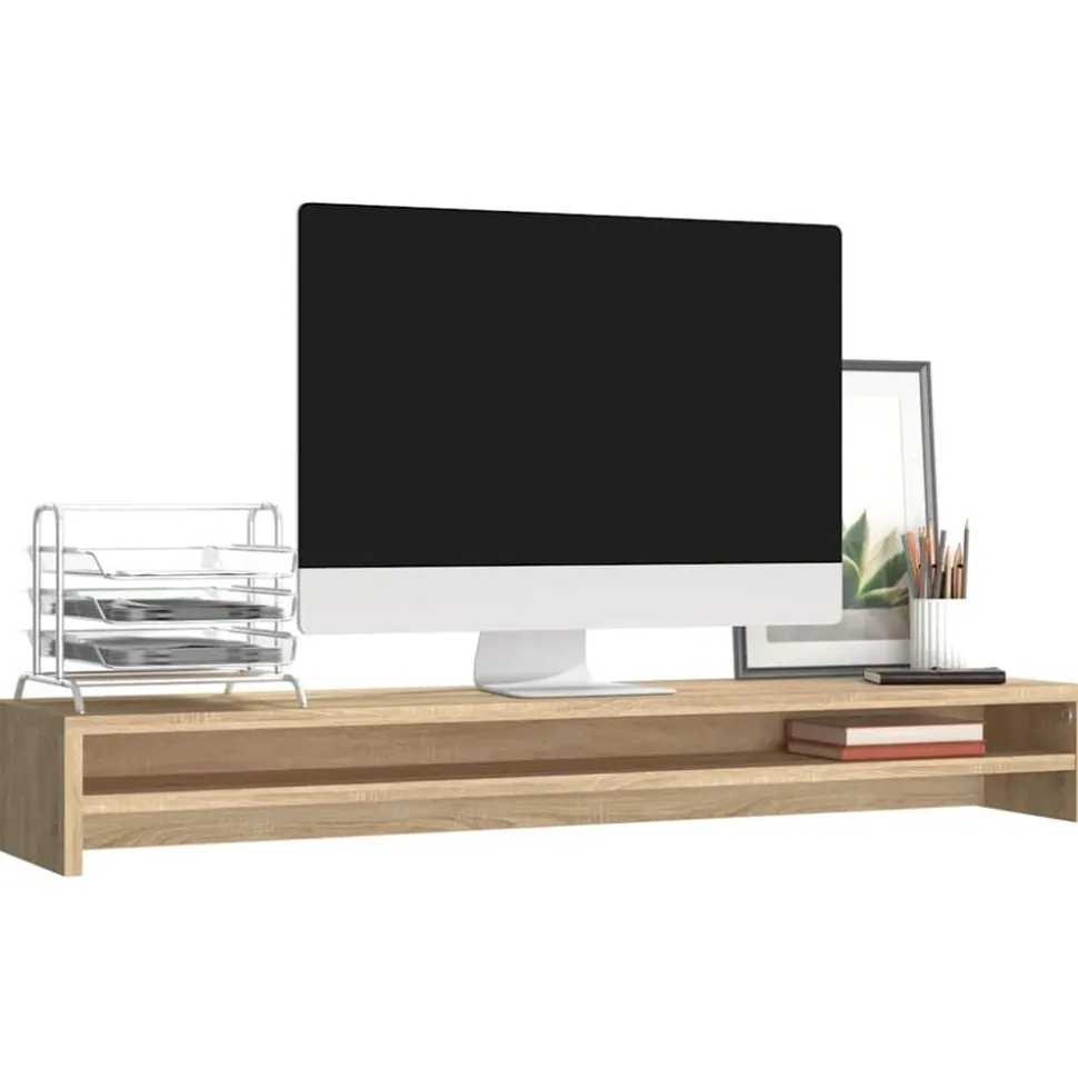 vidaXL Monitorstandaard 100x24x13 cm bewerkt hout sonoma eikenkleurig