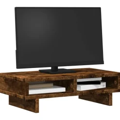 vidaXL Monitorstandaard 50x27x15 cm bewerkt hout gerookt eikenkleurig