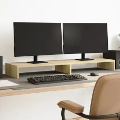 vidaXL Monitorstandaard 100x27x10 cm bewerkt hout sonoma eikenkleurig