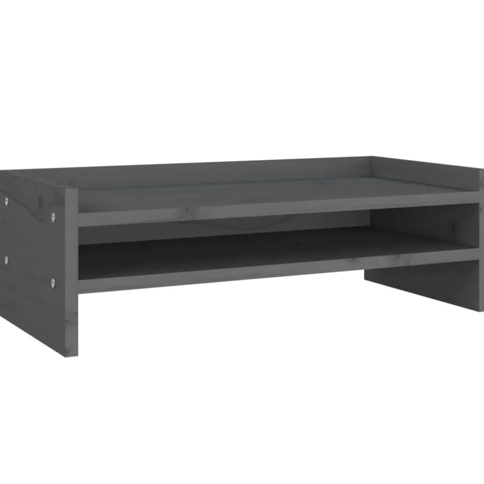 vidaXL Monitorstandaard 50x24x16 cm massief grenenhout grijs