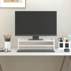 vidaXL Monitorstandaard 50x24x16 cm massief grenenhout wit