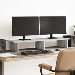 vidaXL Monitorstandaard 100x27x15 cm bewerkt hout grijs sonoma eiken