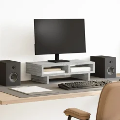 vidaXL Monitorstandaard 50x27x15 cm bewerkt hout grijs sonoma eiken