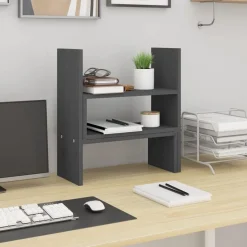 vidaXL Monitorstandaard (39-72)x17x43 cm massief grenenhout grijs