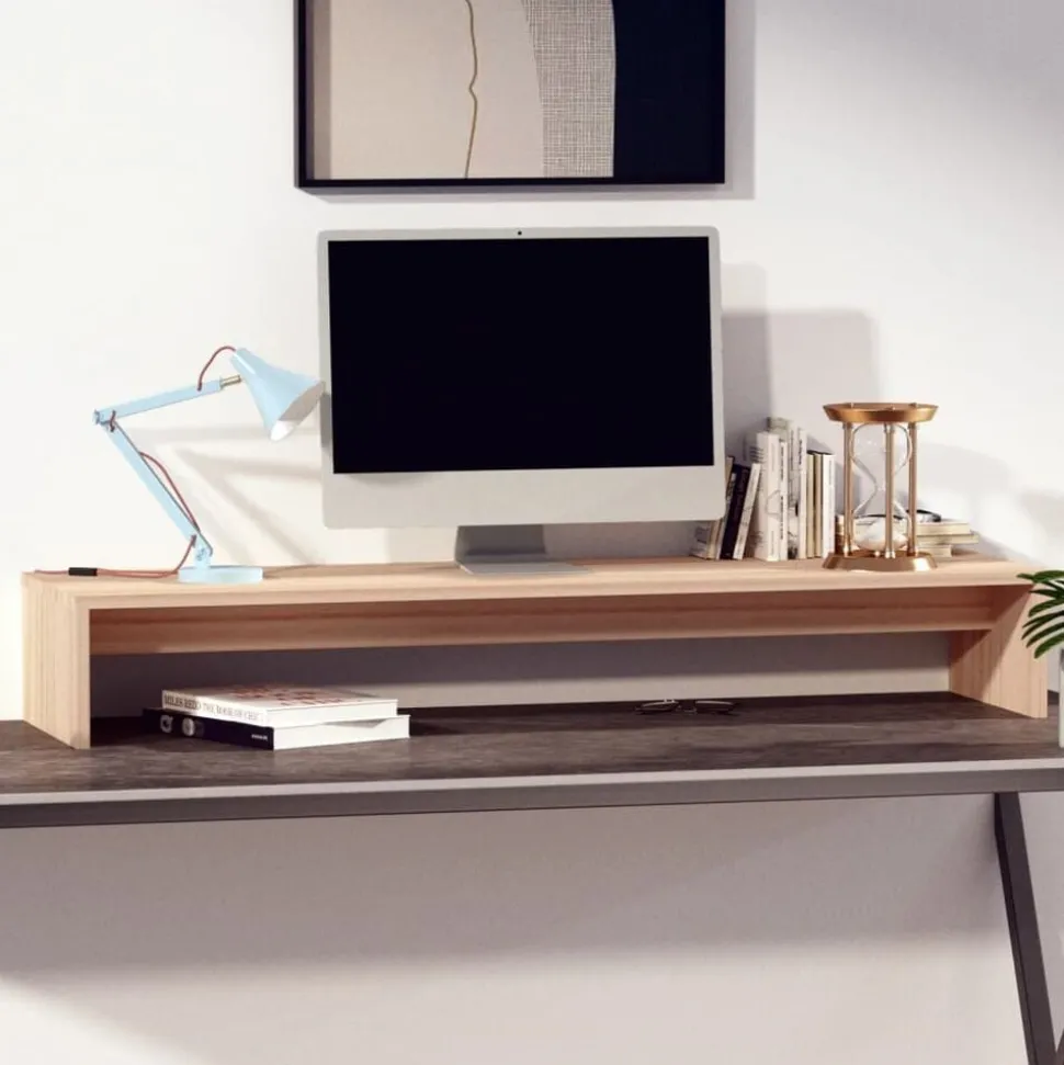 vidaXL Monitorstandaard 100x27x15 cm massief grenenhout