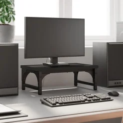 vidaXL Monitorstandaard 37x23x14 cm bewerkt hout zwart