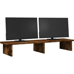 vidaXL Monitorstandaard 100x27x15 cm bewerkt hout gerookt eikenkleurig