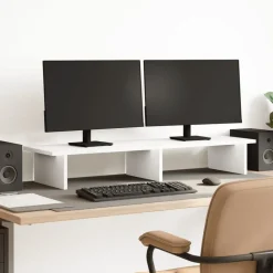 vidaXL Monitorstandaard 100x27x15 cm bewerkt hout wit