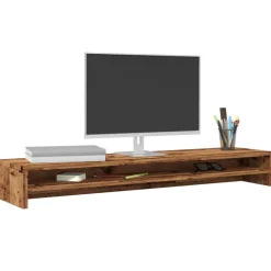 vidaXL Monitorstandaard 100x24x13 cm bewerkt hout oud houtkleurig