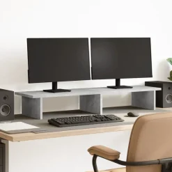 vidaXL Monitorstandaard 100x27x15 cm bewerkt hout betongrijs