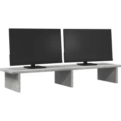 vidaXL Monitorstandaard 100x27x15 cm bewerkt hout betongrijs