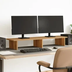 vidaXL Monitorstandaard 100x27x15 cm bewerkt hout artisanaal eiken