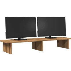 vidaXL Monitorstandaard 100x27x15 cm bewerkt hout artisanaal eiken
