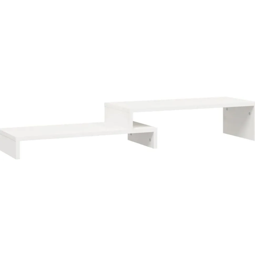 vidaXL Monitorstandaard (52-101)x22x14 cm massief grenenhout wit