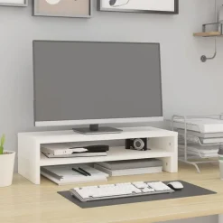vidaXL Monitorstandaard (52-101)x22x14 cm massief grenenhout wit