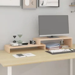 vidaXL Monitorstandaard (52-101)x22x14 cm massief grenenhout