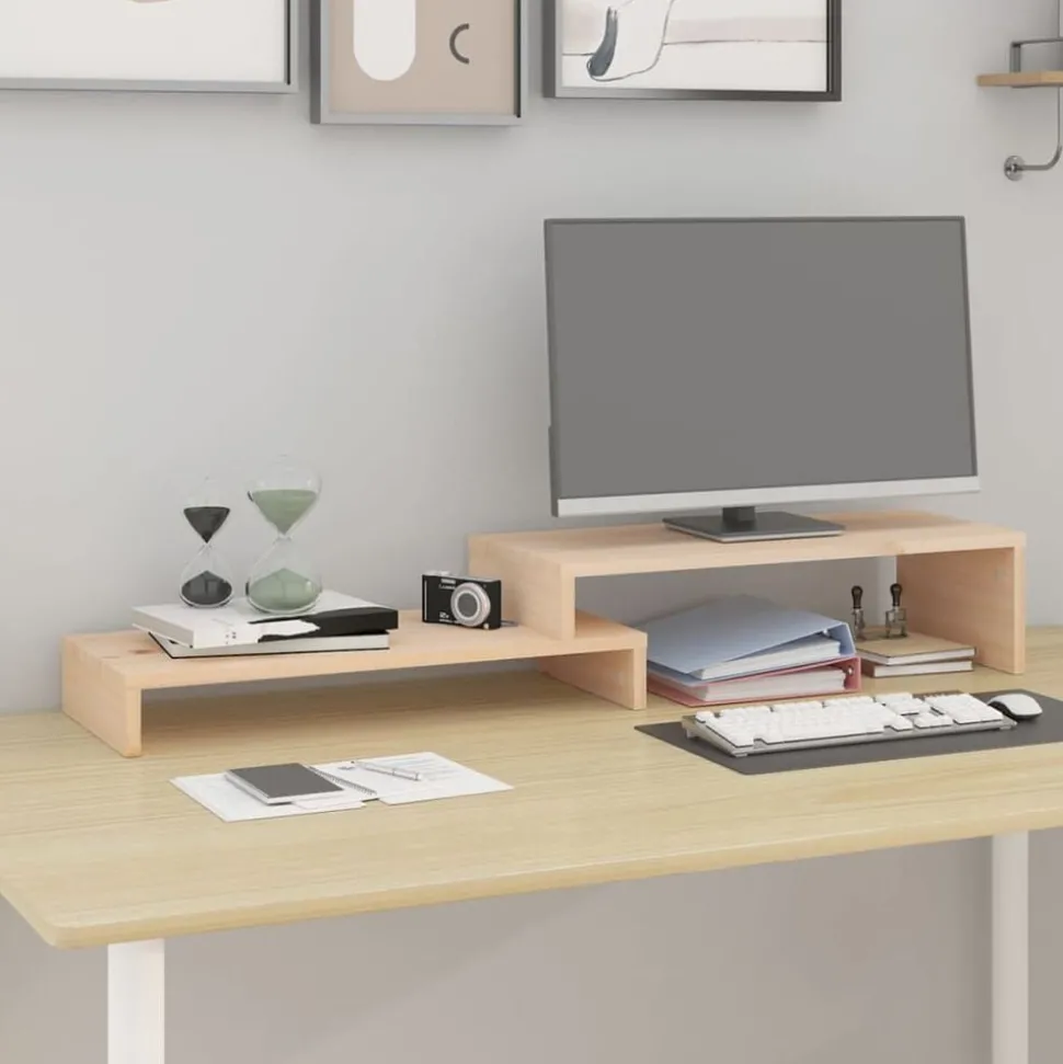 vidaXL Monitorstandaard (52-101)x22x14 cm massief grenenhout