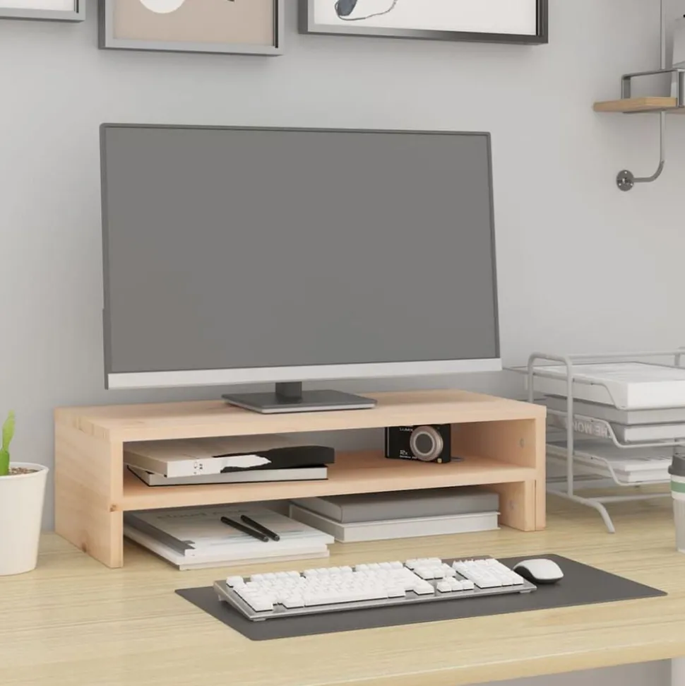 vidaXL Monitorstandaard (52-101)x22x14 cm massief grenenhout