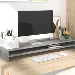 vidaXL Monitorstandaard 100x24x13 cm bewerkt hout grijs sonoma eiken