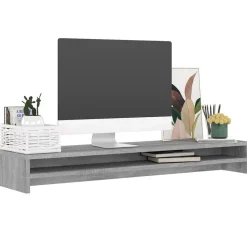 vidaXL Monitorstandaard 100x24x13 cm bewerkt hout grijs sonoma eiken