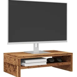 vidaXL Monitorstandaard 42x24x13 cm bewerkt hout oud houtkleurig