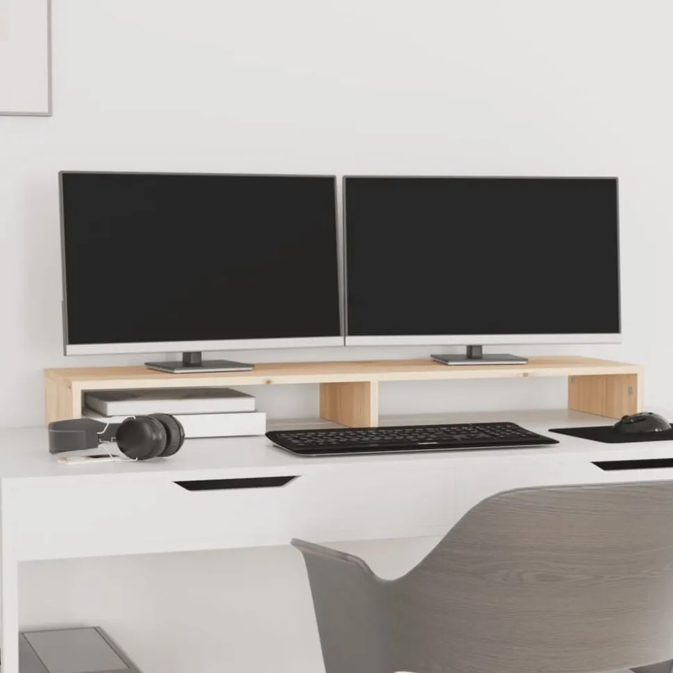 vidaXL Monitorstandaard 100x27x10 cm massief grenenhout