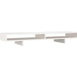 vidaXL Monitorstandaard 100x27x14 cm massief grenenhout wit