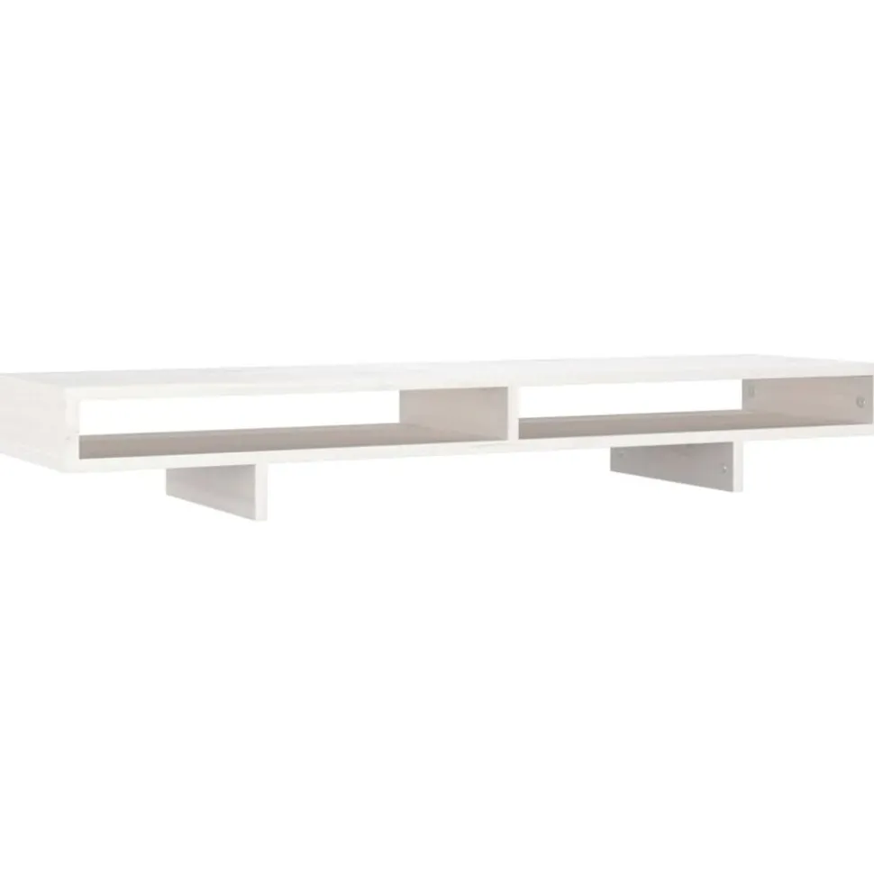 vidaXL Monitorstandaard 100x27x14 cm massief grenenhout wit
