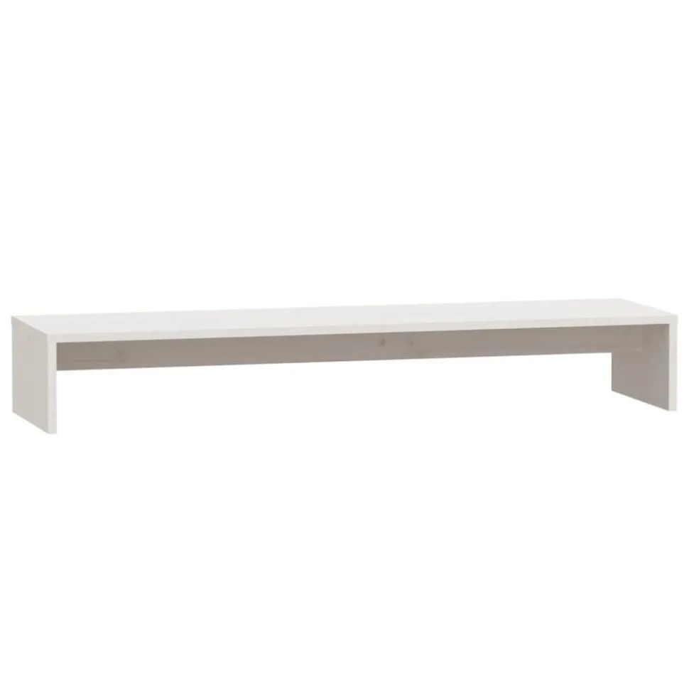 vidaXL Monitorstandaard 100x27x15 cm massief grenenhout wit