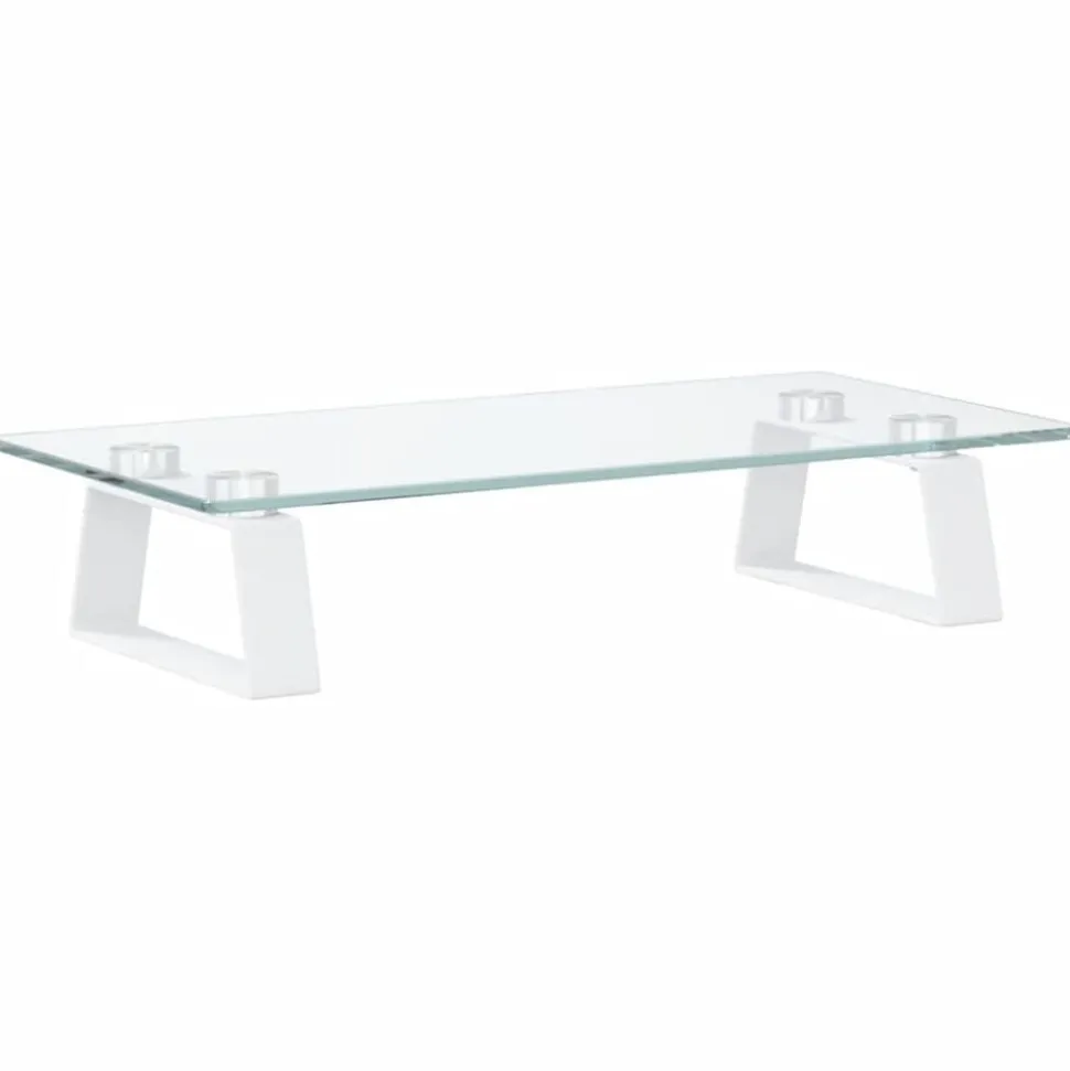 vidaXL Monitorstandaard 40x20x8 cm gehard glas en metaal wit
