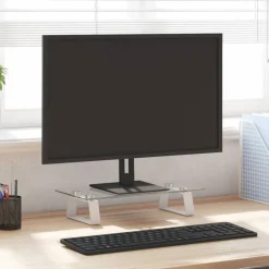 vidaXL Monitorstandaard 40x20x8 cm gehard glas en metaal wit