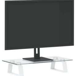 vidaXL Monitorstandaard 40x20x8 cm gehard glas en metaal wit
