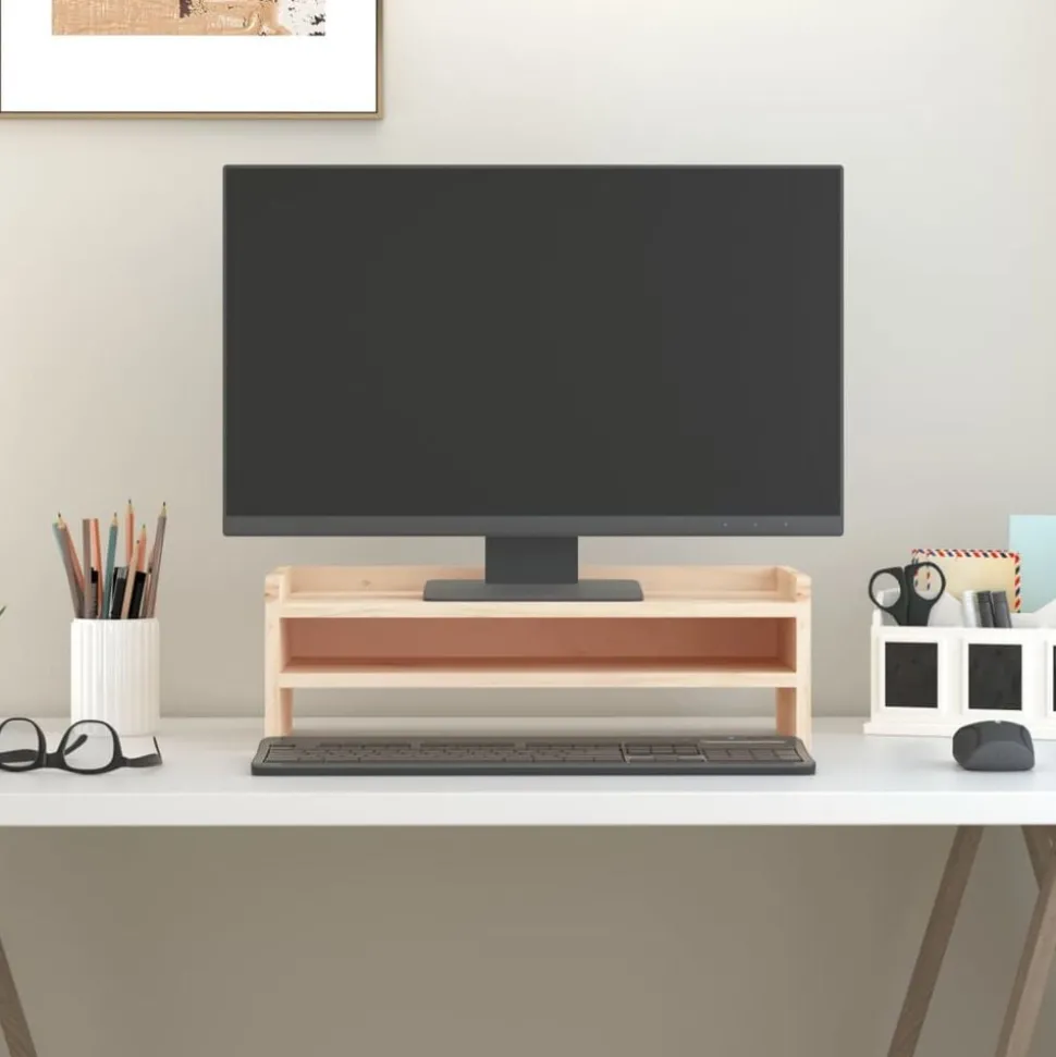 vidaXL Monitorstandaard 50x24x16 cm massief grenenhout