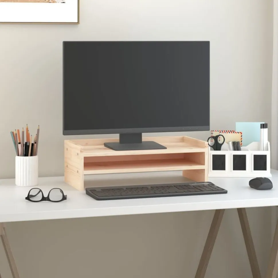 vidaXL Monitorstandaard 50x24x16 cm massief grenenhout