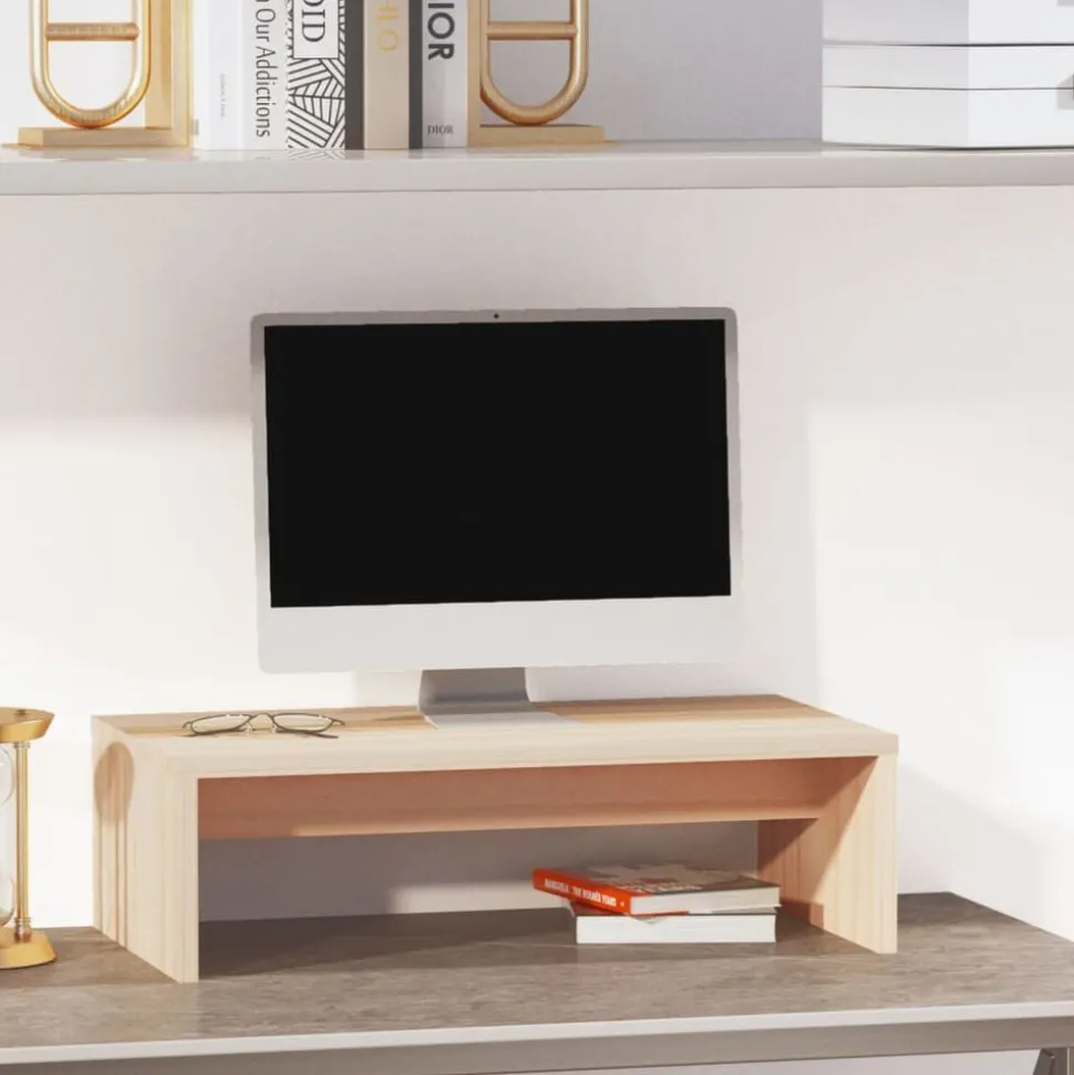 vidaXL Monitorstandaard 50x27x15 cm massief grenenhout