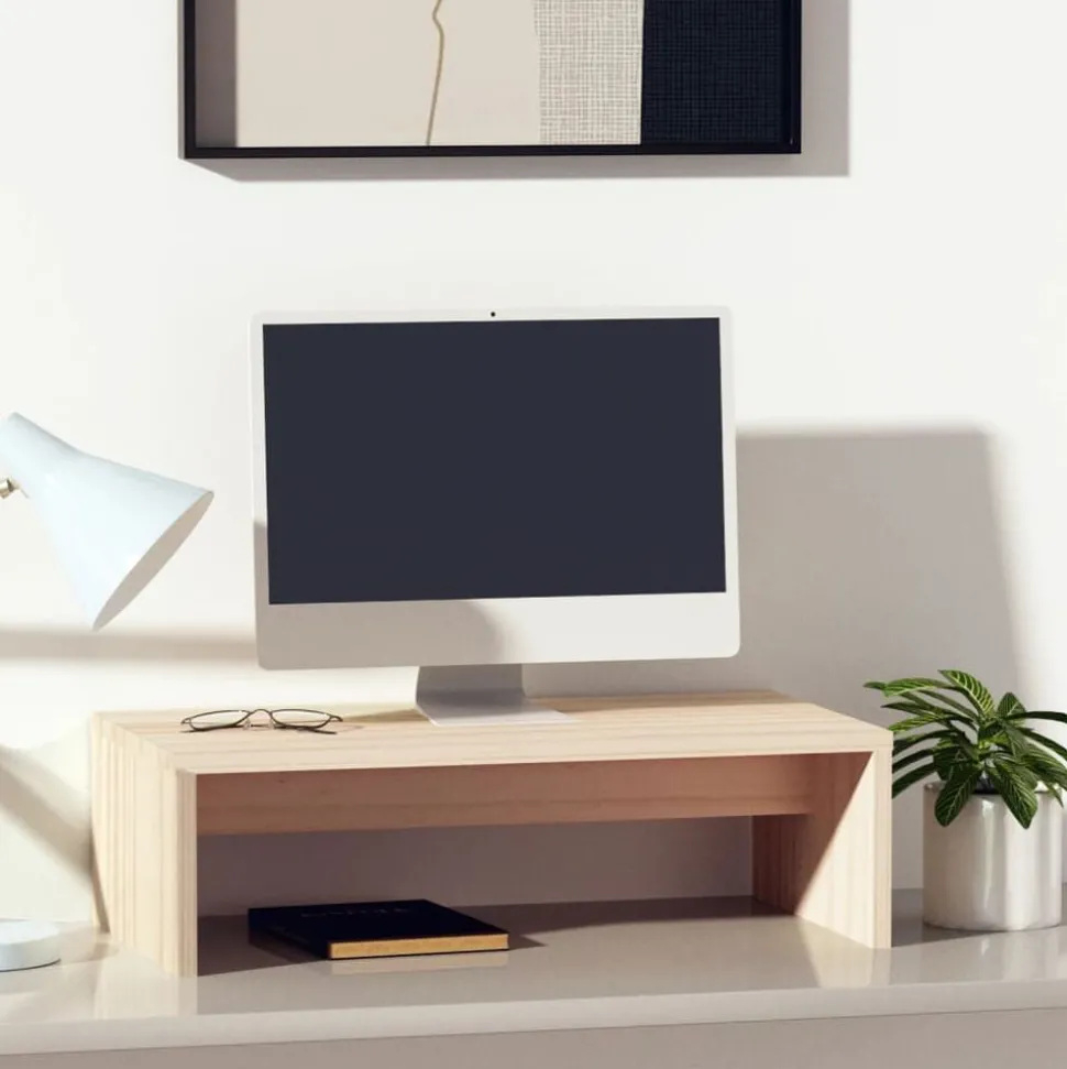 vidaXL Monitorstandaard 50x27x15 cm massief grenenhout