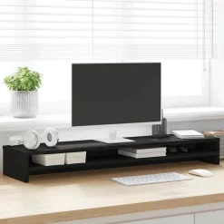vidaXL Monitorstandaard 100x24x13 cm zwart eikenhout