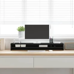 vidaXL Monitorstandaard 100x24x13 cm zwart eikenhout