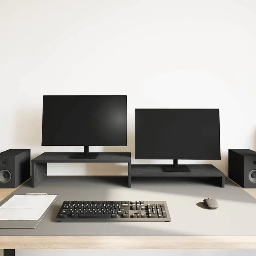 vidaXL Monitorstandaard Zwart Eiken 54x22x15 cm Bewerkt Hout
