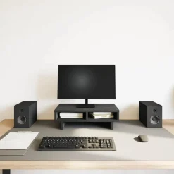 vidaXL Monitorstandaard Zwart Eiken 50x27x15 cm Bewerkt Hout