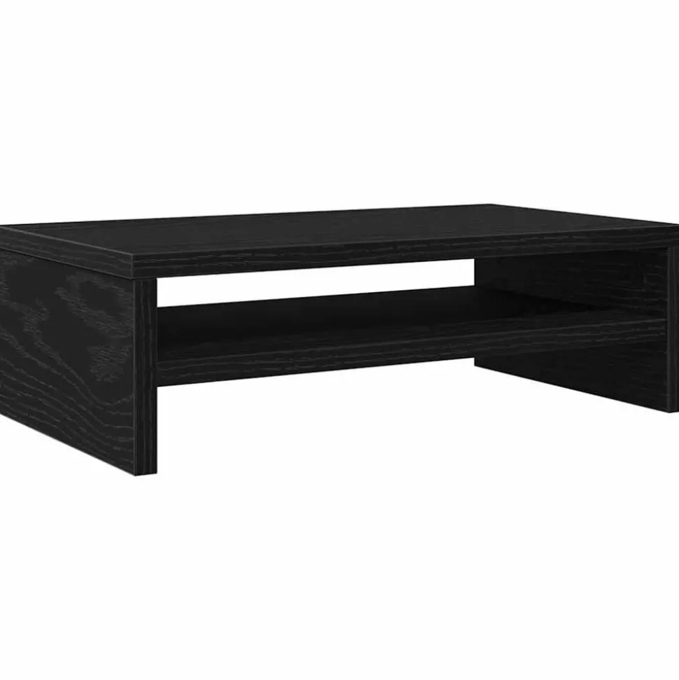 vidaXL Monitorstandaard Zwart Eiken 42x24x13 cm Bewerkt Hout
