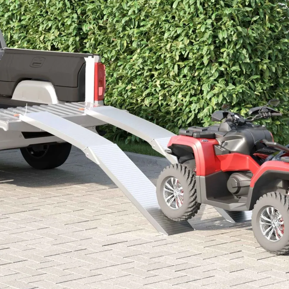 vidaXL Motorcycle Ramp 680 kg 2 pcs Zilver 205 x 28 x 5 cm Aluminium