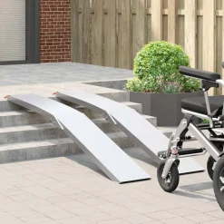 vidaXL Motorcycle Ramp 680 kg 2 pcs Zilver 205 x 28 x 5 cm Aluminium