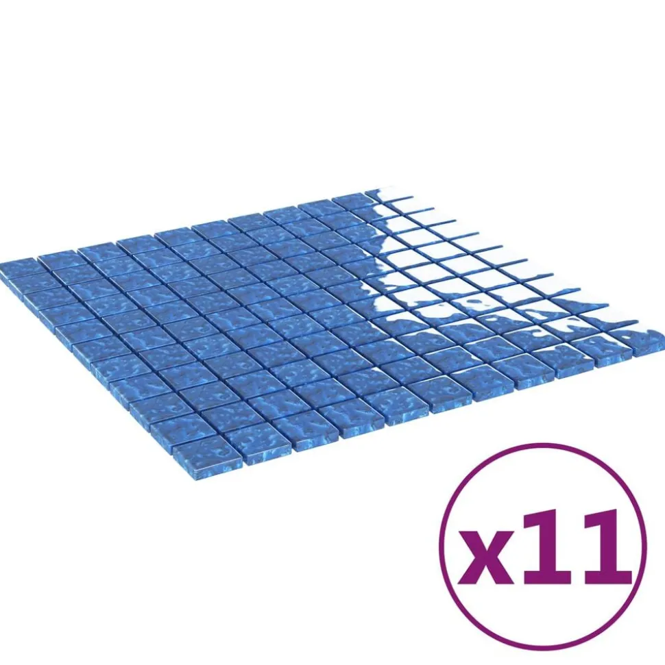 vidaXL Mozaïek Tegel 11 pcs Blauw 50 x 50 cm Glas