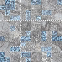 vidaXL Mozaïek Tegel 11 pcs Grijs en Blauw 50 x 50 cm Glas