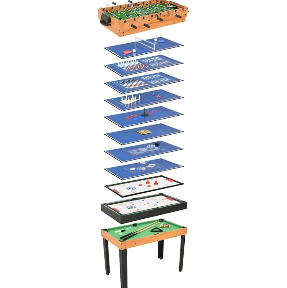 vidaXL Multispeeltafel 15-in-1 121x61x82 cm esdoornkleurig