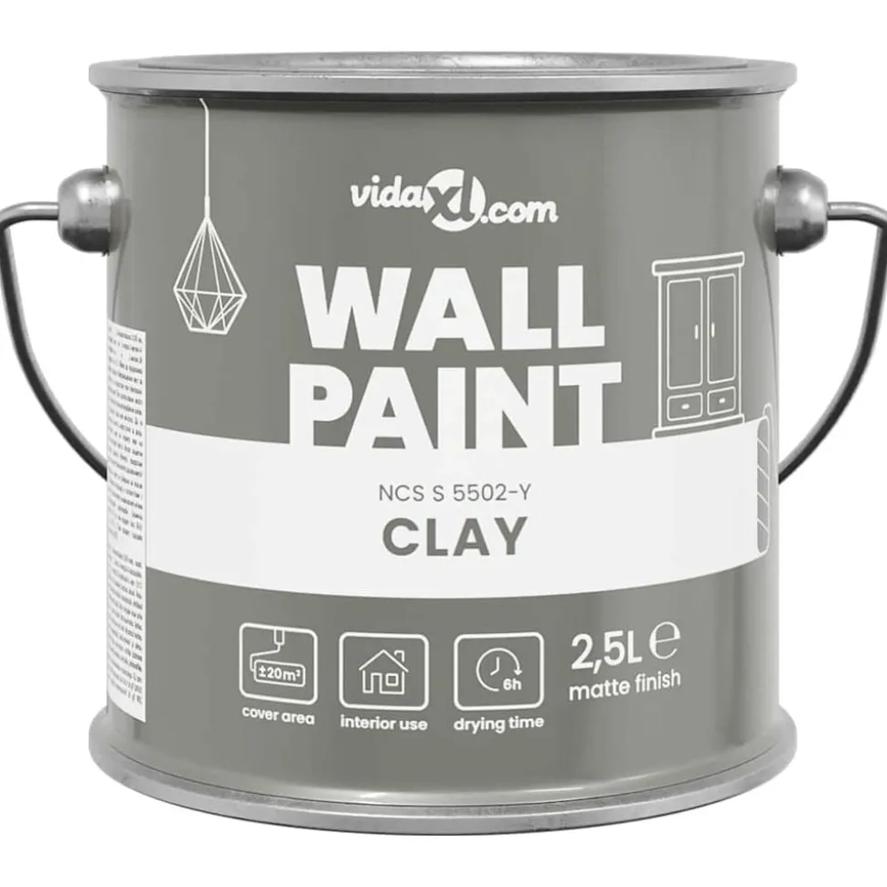 vidaXL Muurverf Grijs 2,5 L Wandprint
