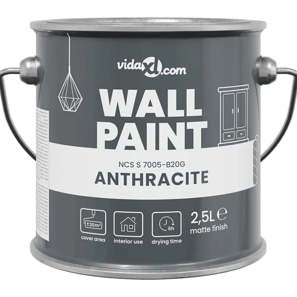 vidaXL Muurverf Grijs 2,5 L Wandprint