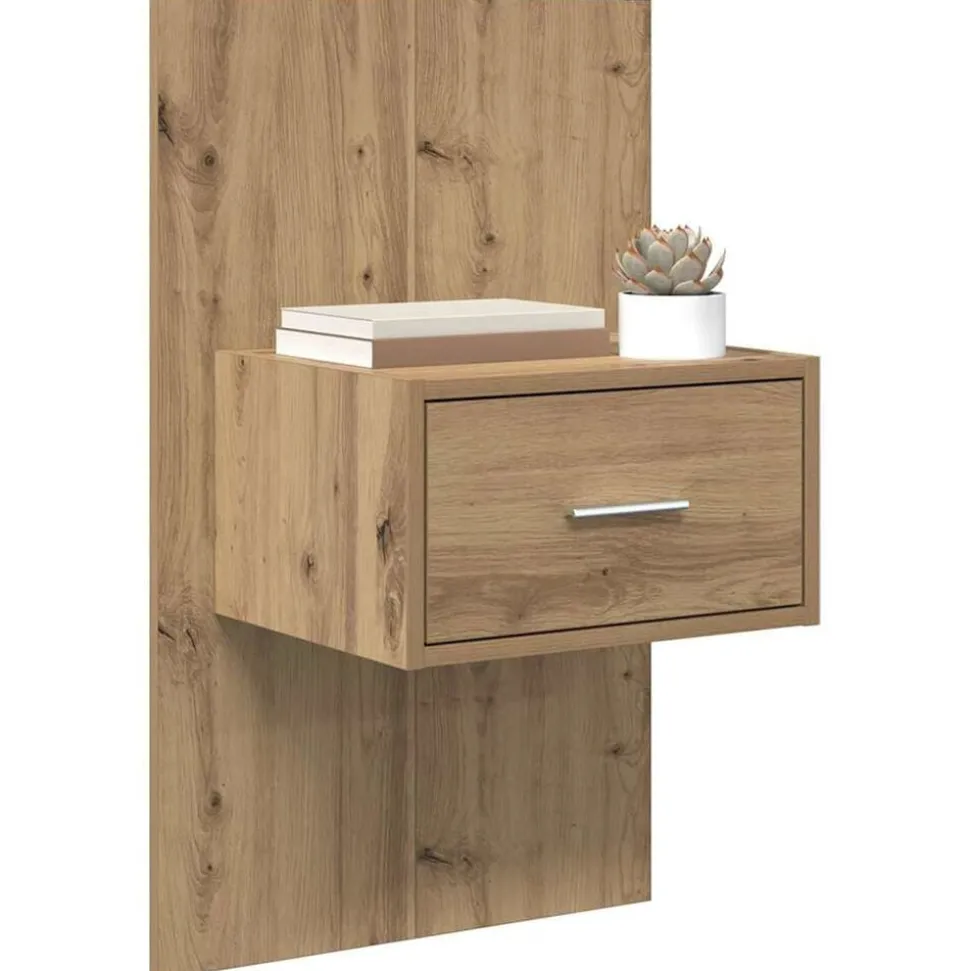 vidaXL Nachtkastje 2 pcs Artisan Eiken 50 x 32,5 x 80cm Bewerkt hout