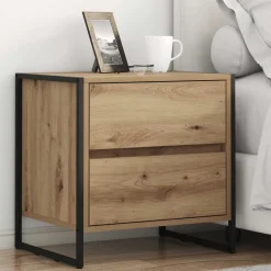 vidaXL Nachtkastje Ambachtelijk eiken 50 x 39,5 x 50 cm Bewerkt hout